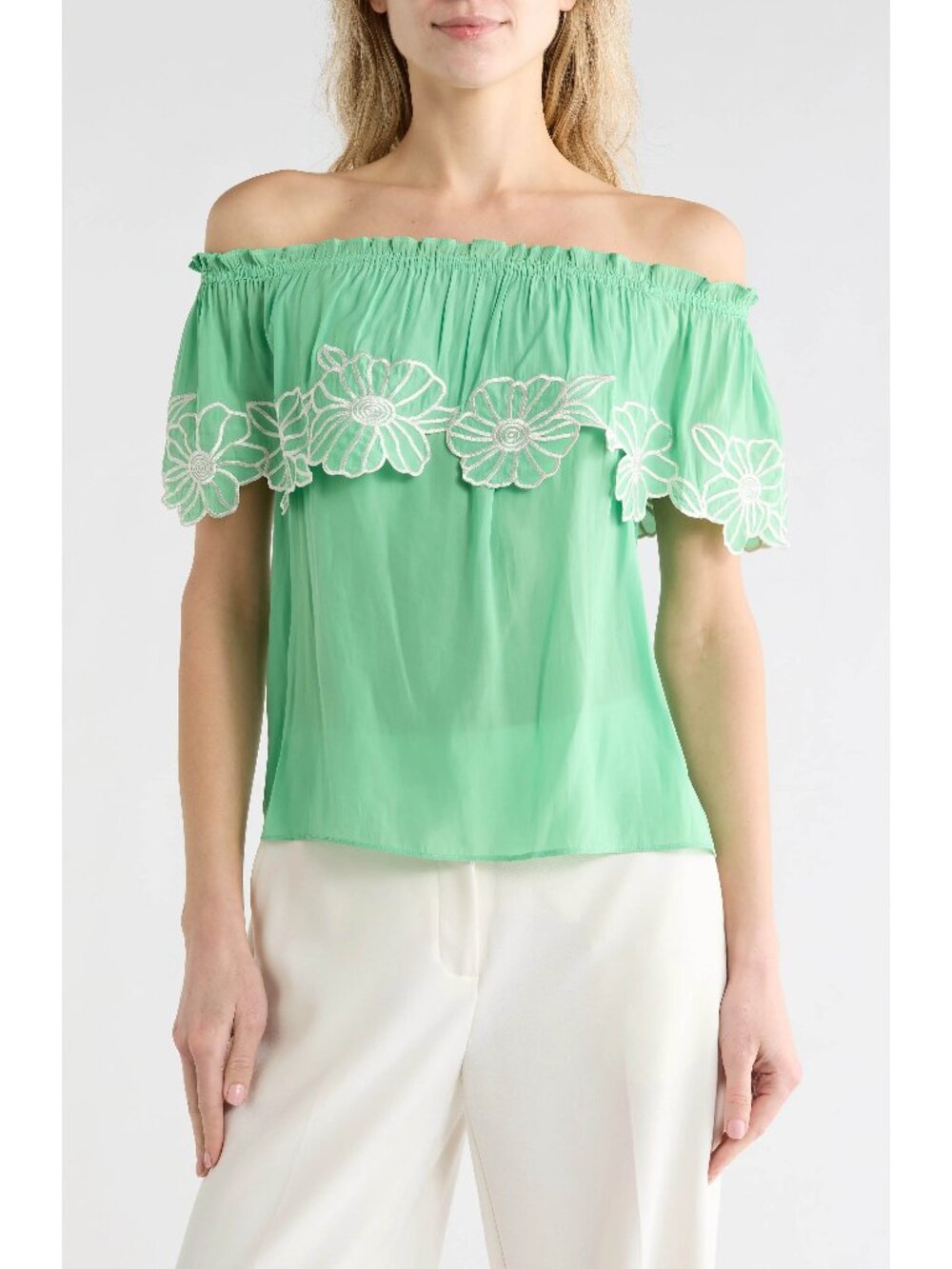 NWT Ramy Brook CAIRO POPOVER Top Size XS Bright Fern MSRP $325 NEW WITH TAGS